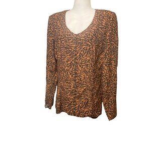 Women's CHACOK Blouse Vintage France ALBA Detail Button Front Brown Black Small